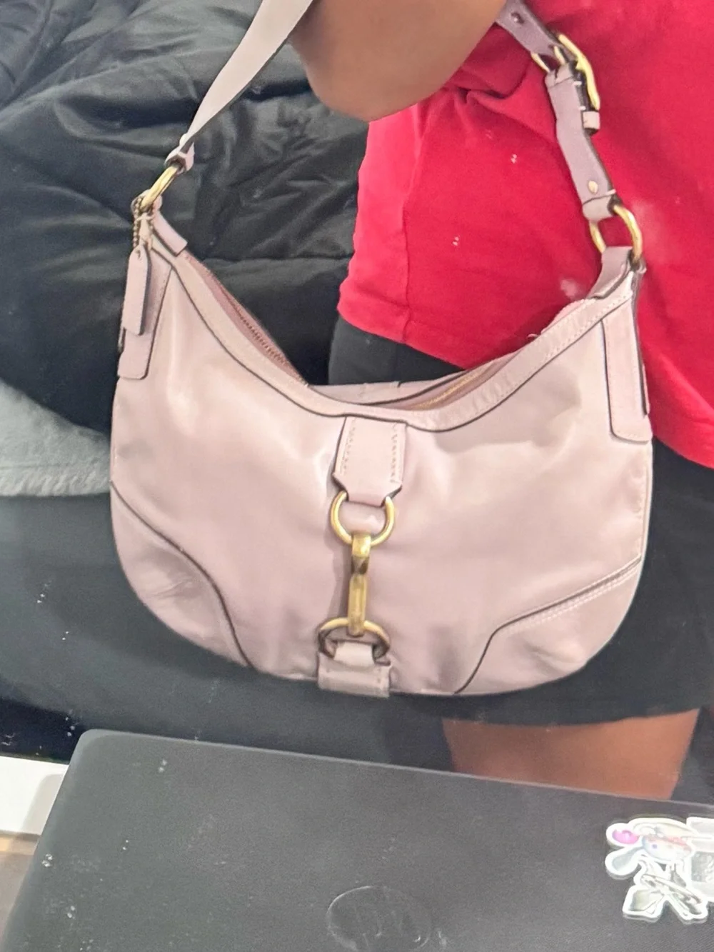 Coach Lilac Vintage Hampton Leather Hobo with Gold Hardware